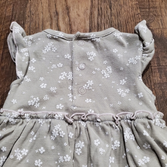 Carters Baby Girl Cotton Casual Dress Taupe Neutral Floral Bodysuit Preppy 3M - Picture 5 of 7